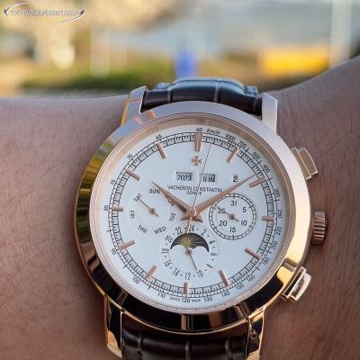 TW Factory Vacheron Constantin Patrimony Italian Cowhide Leather Strap Rose Gold Case White Dial Watch